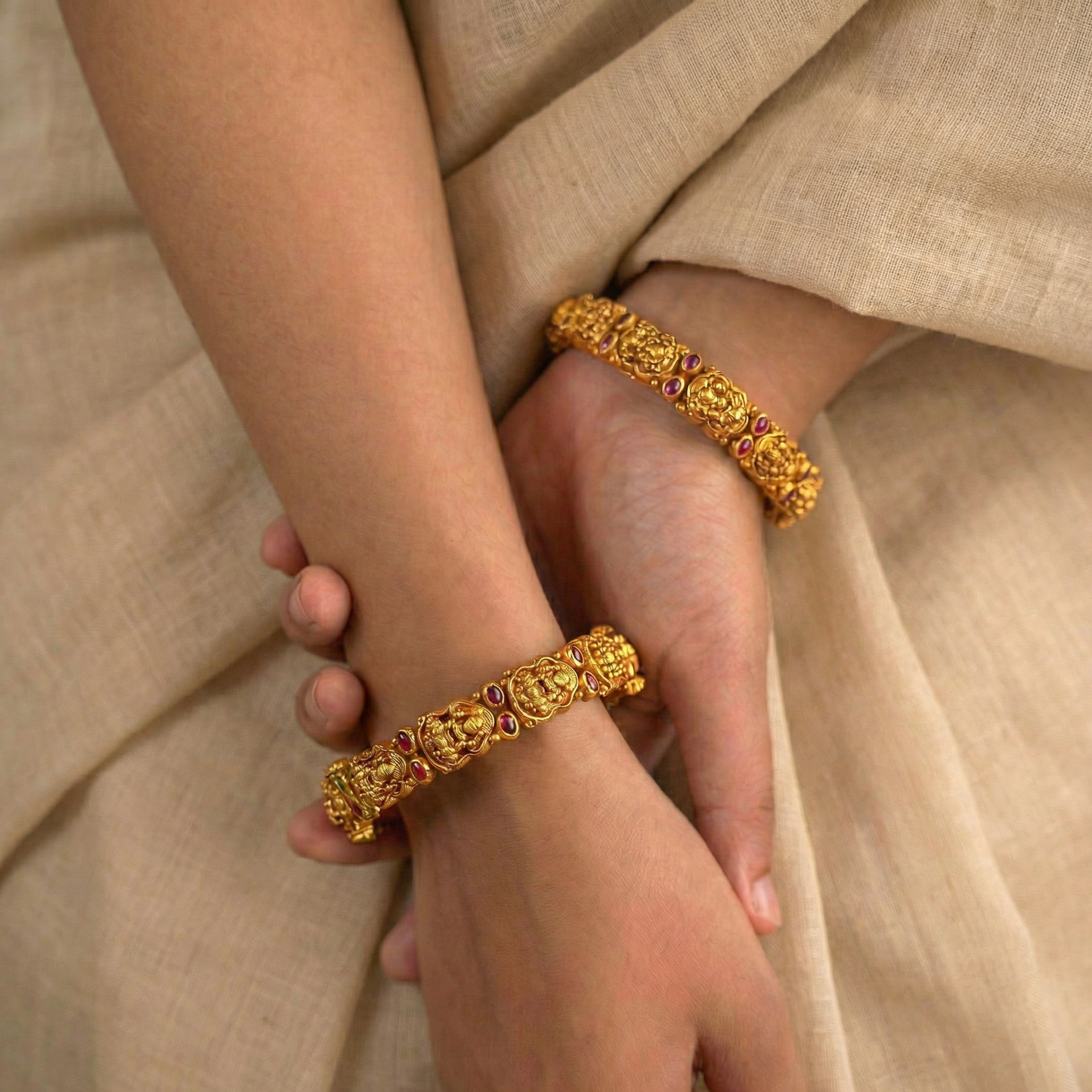 Golden Lakshmi Temple Bangle