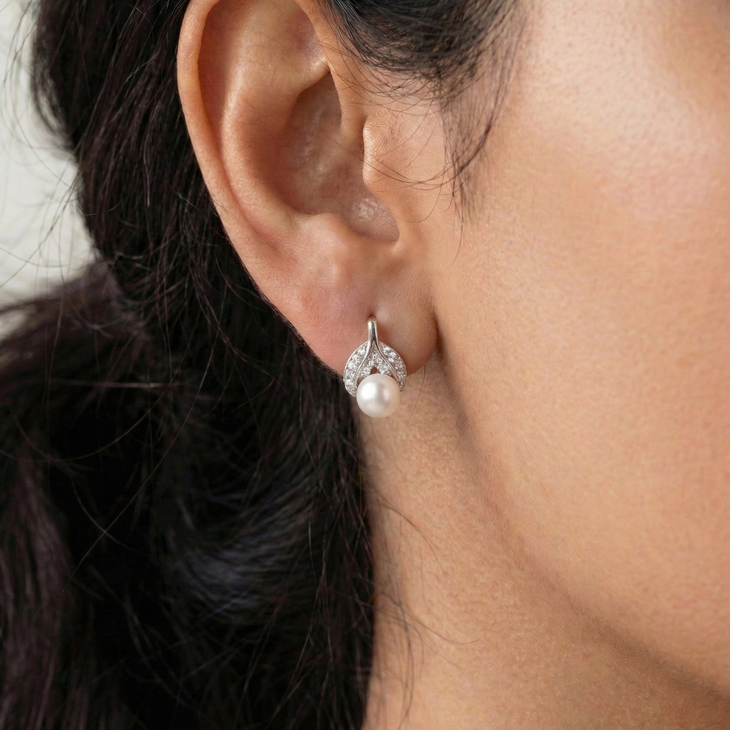 Pearl Leaf Stud Earrings