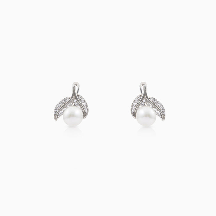 Pearl Leaf Stud Earrings