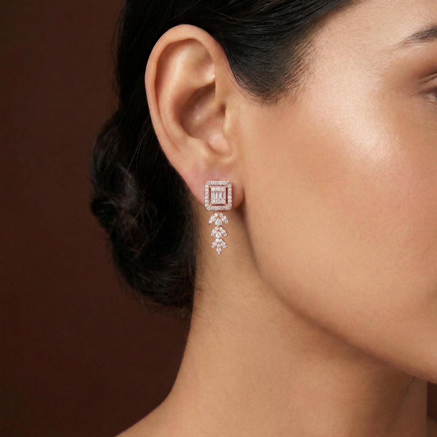 Rose Gold Leaf Earrings