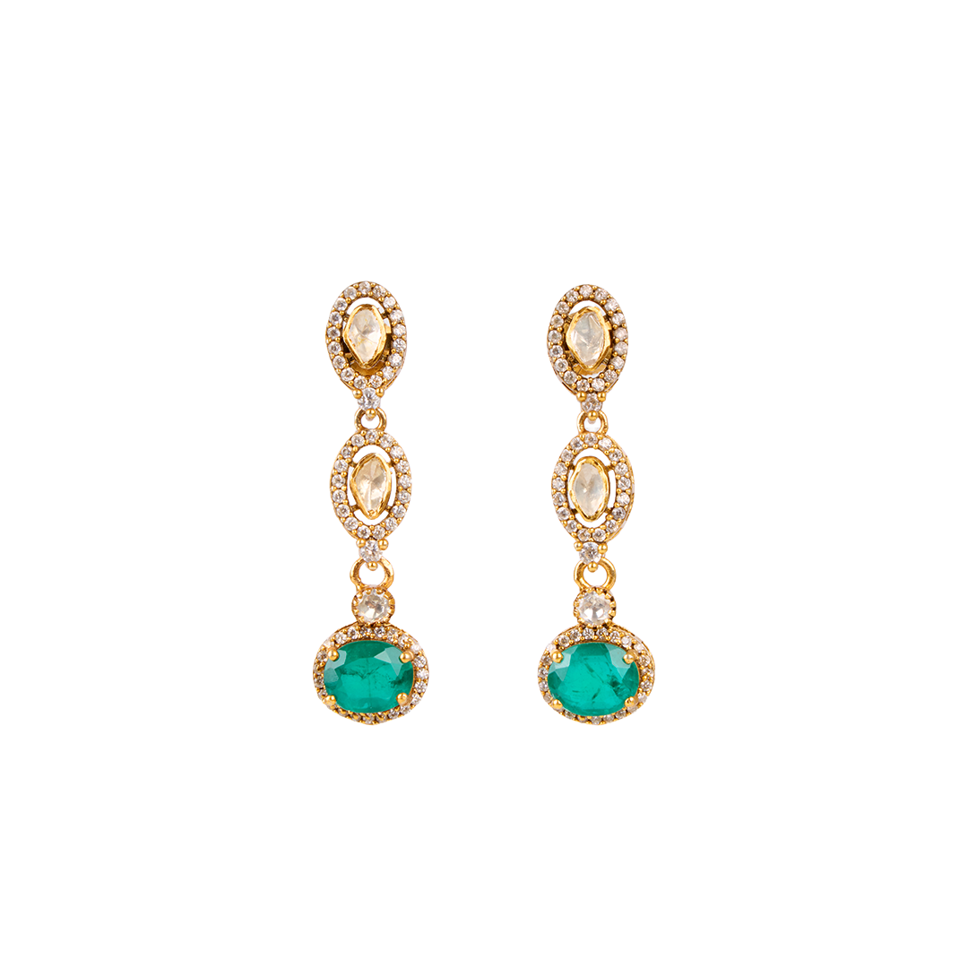 Emerald Double Teardrop Earring