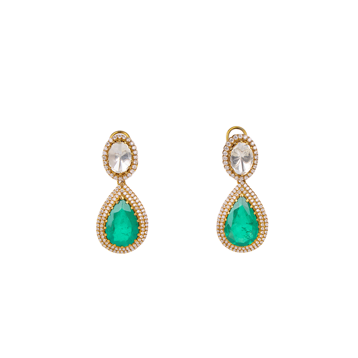 Polki Pavé Teardrop Earring