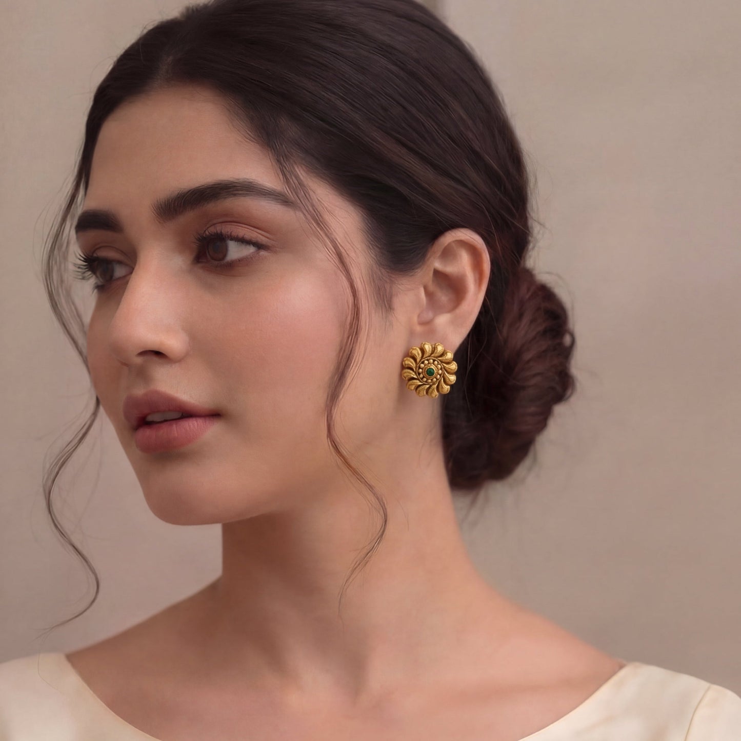 Aurelia Petal Gold Stud Earrings