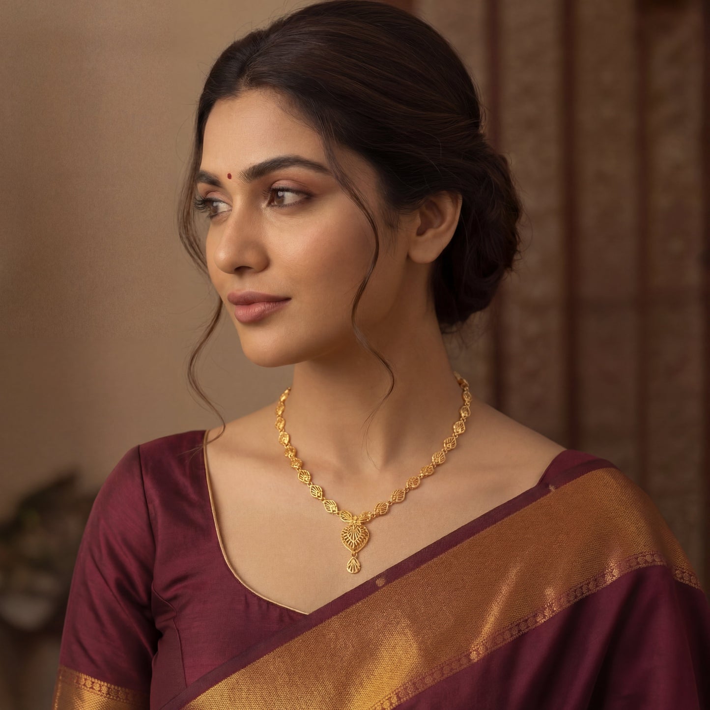 Vireya Leaf Gold Necklace