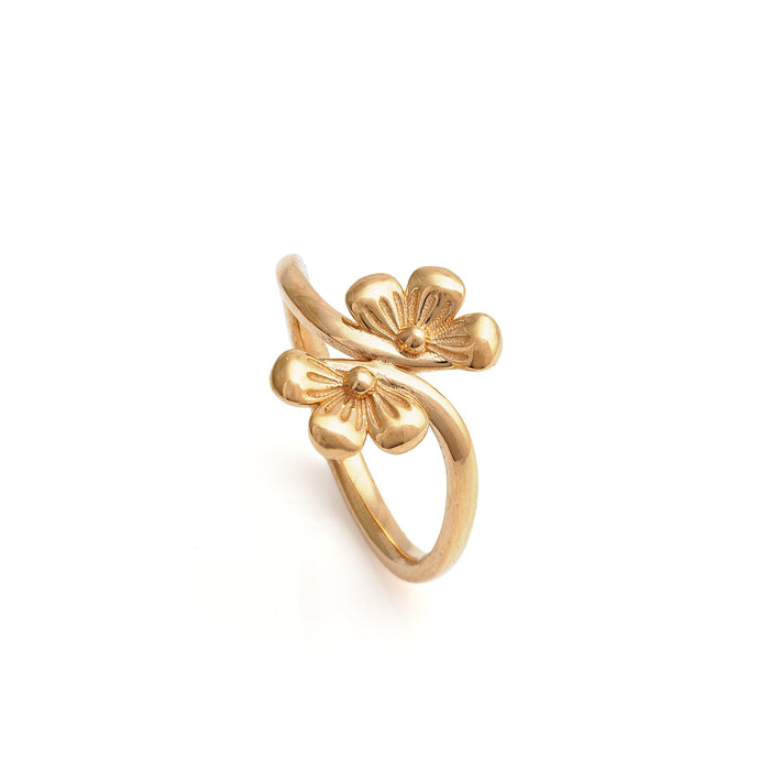 Pushpa Dual Bloom Gold Ring