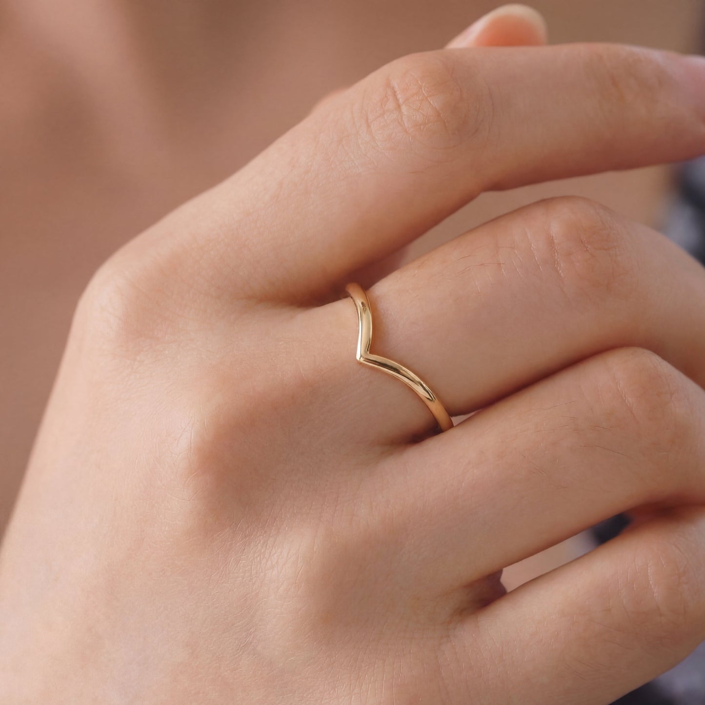 Tara V-Band Gold Ring
