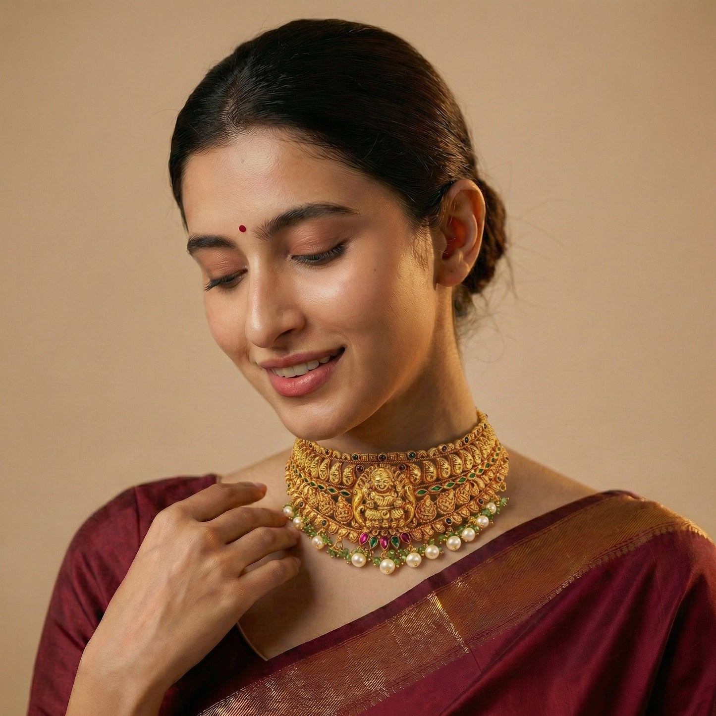 Golden Lakshmi Antique Choker