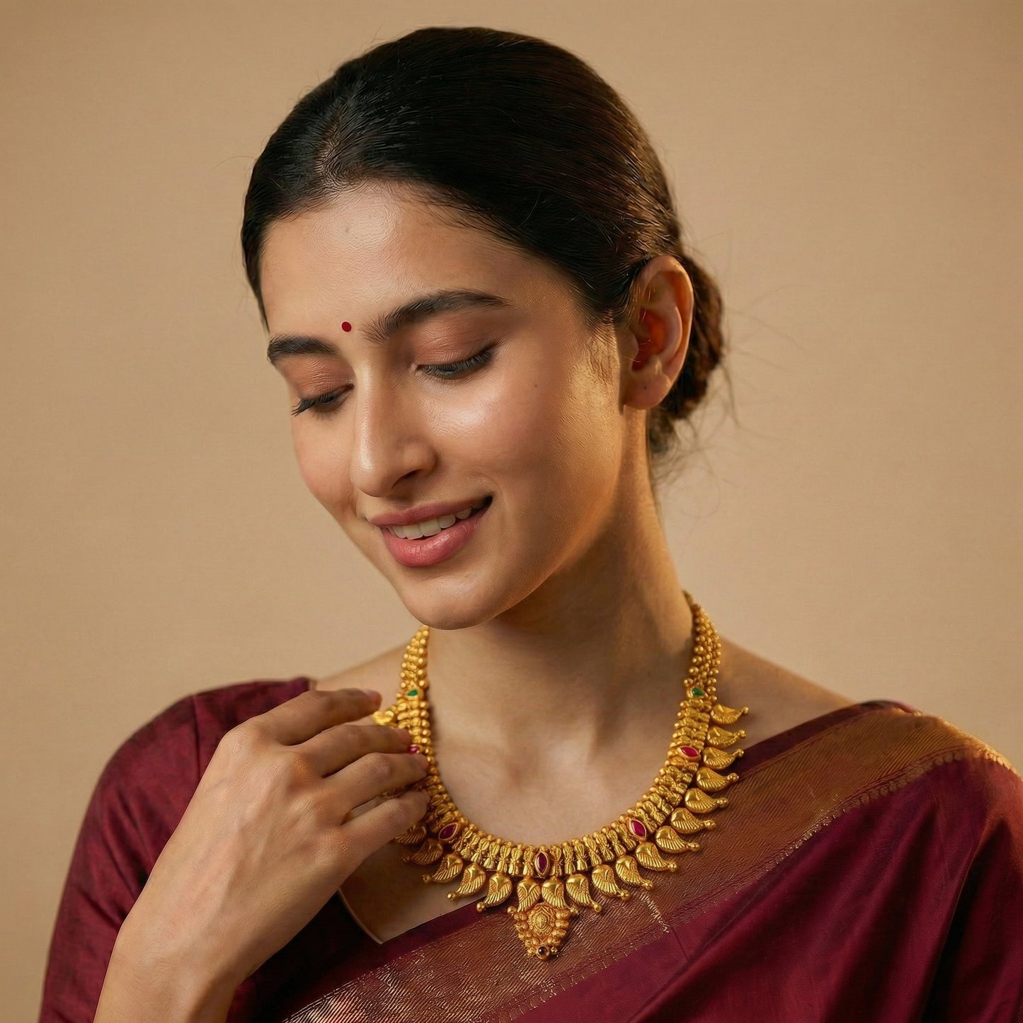 Golden Traditional Mango Necklace