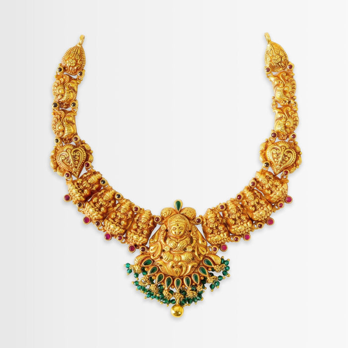 Golden Lakshmi Temple Necklace