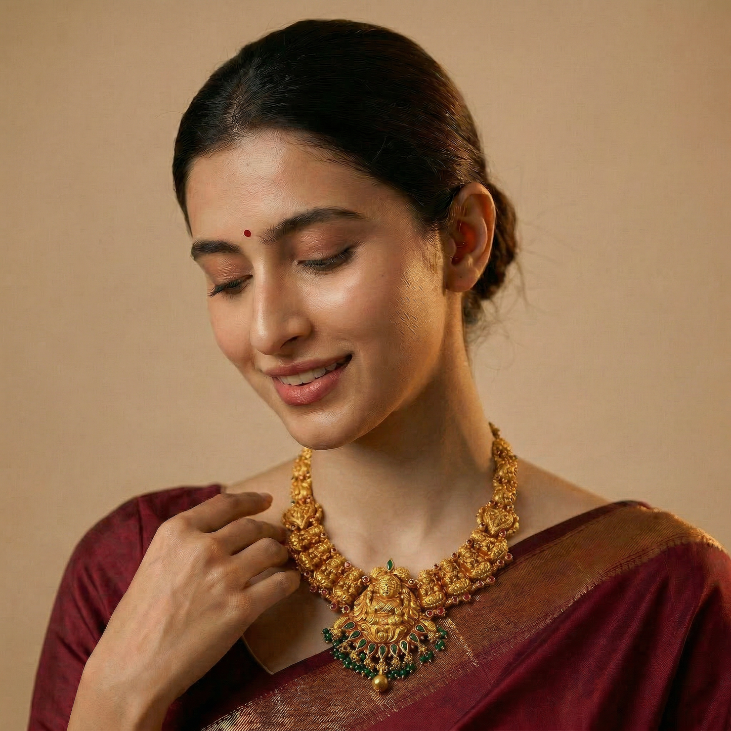 Golden Lakshmi Temple Necklace