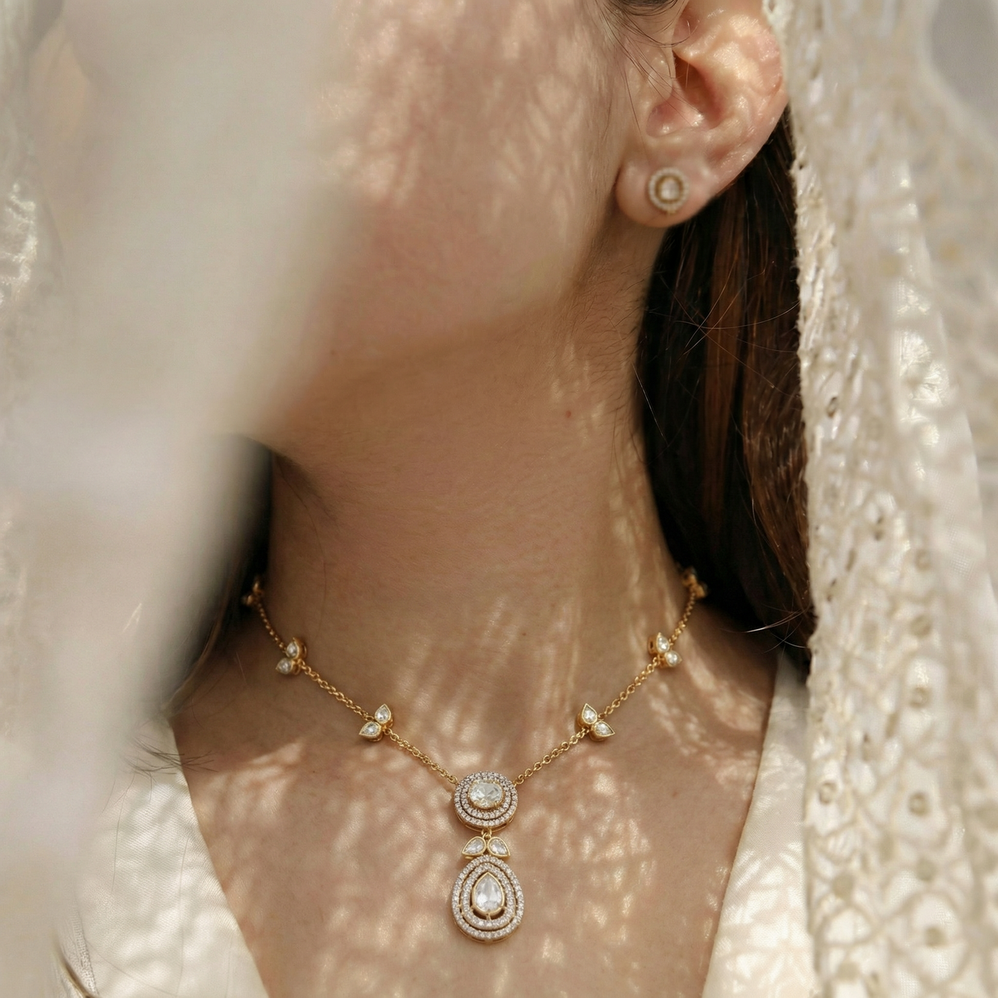 Pear Cut Polki Necklace