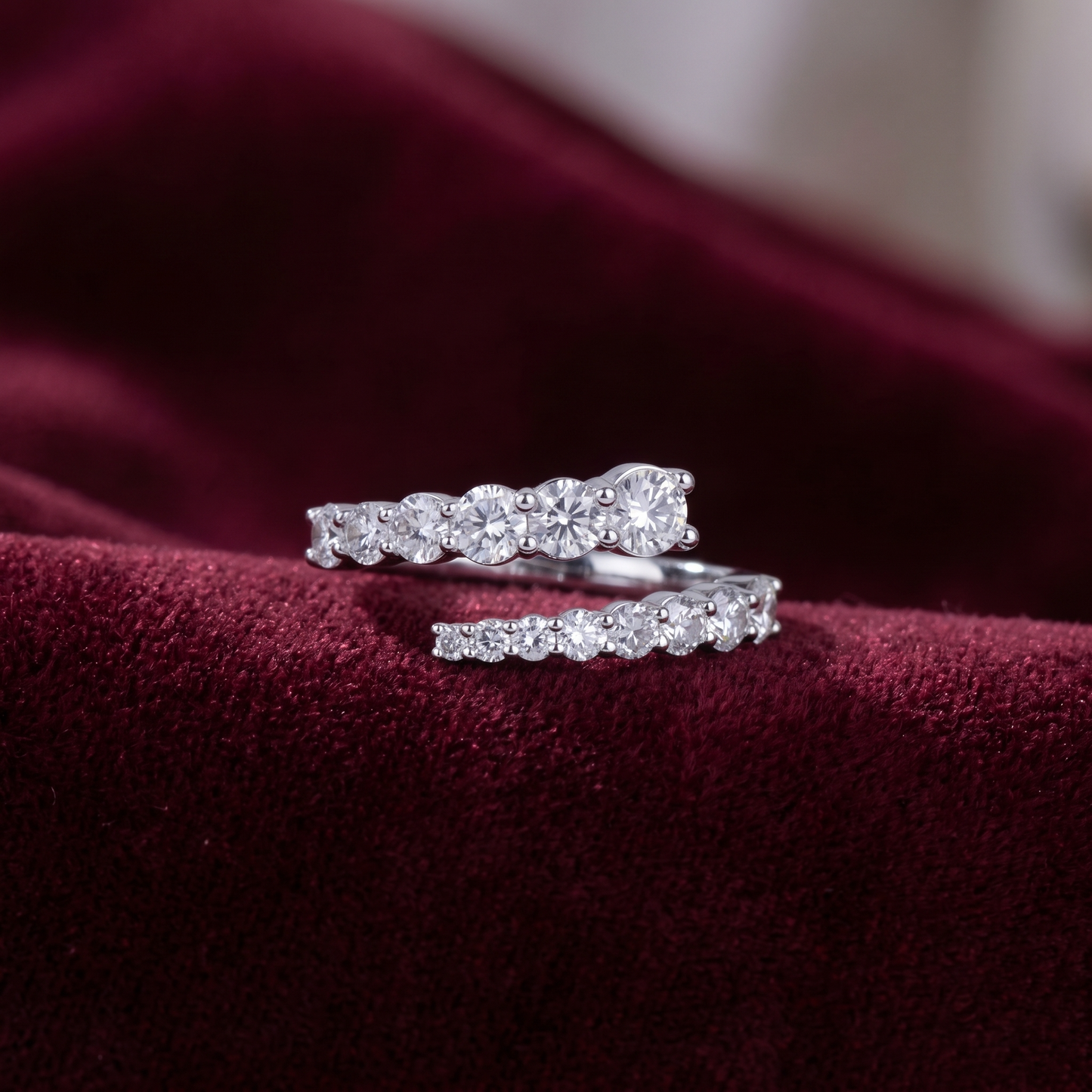 Gold Diamond Tapered Spiral Bypass Ladies Ring