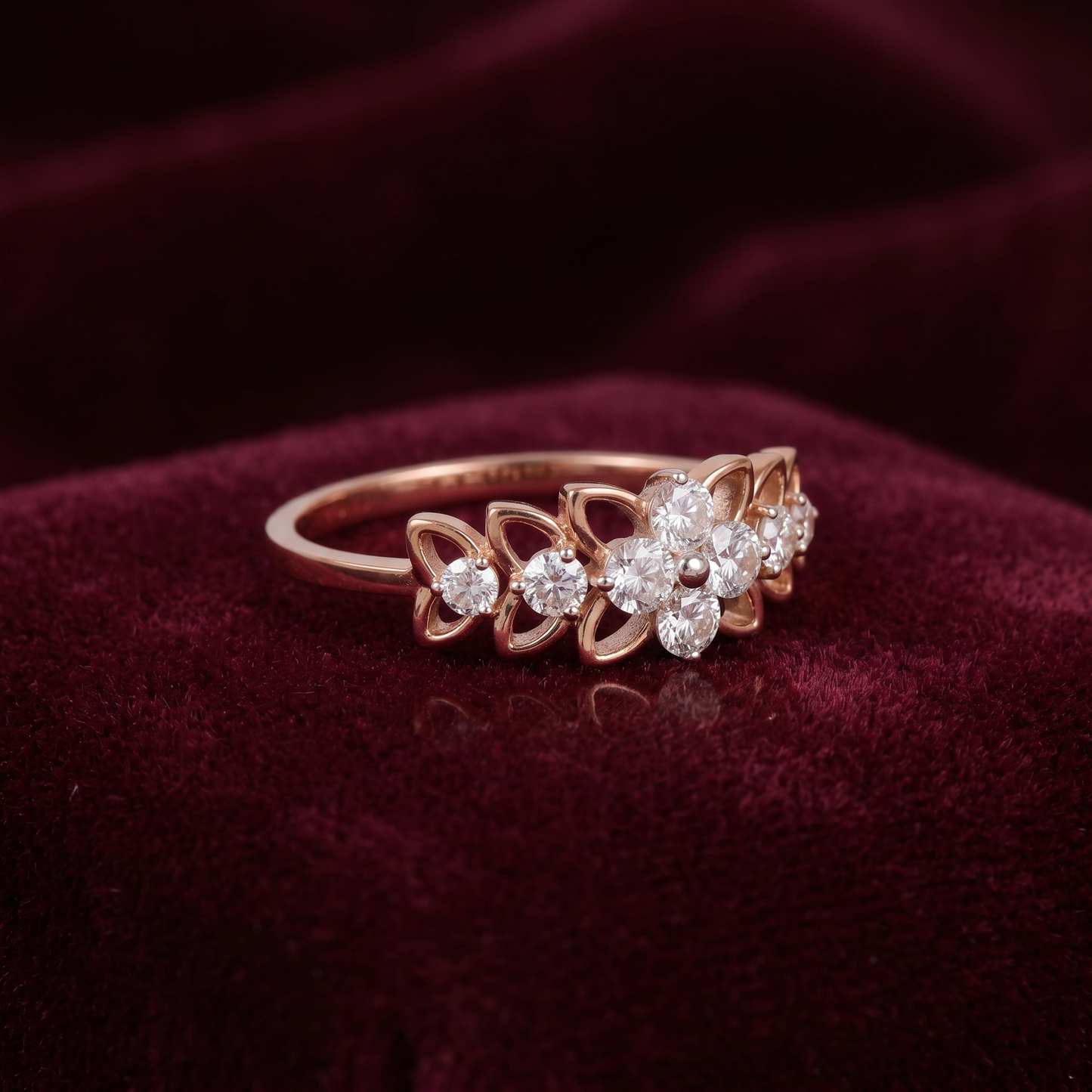 Gold Diamond Vintage Lace Ladies Ring