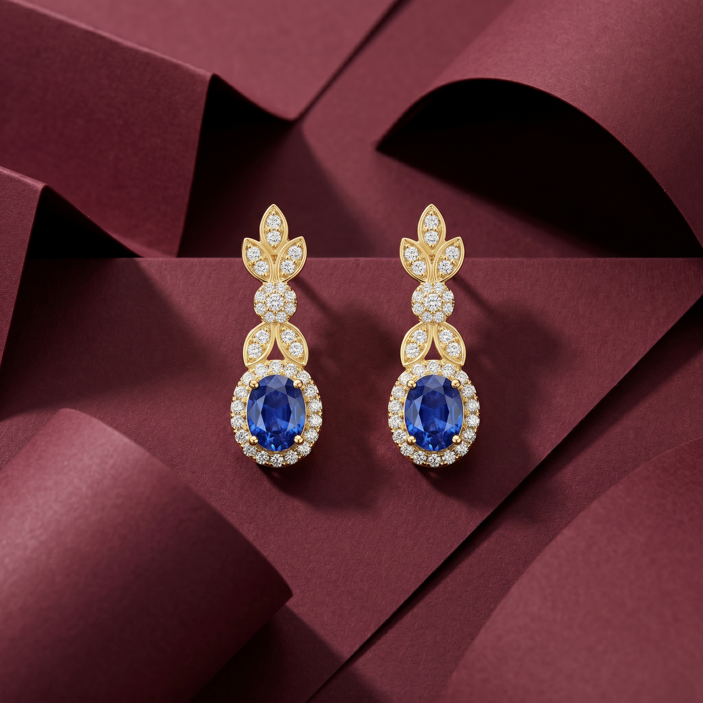 Sapphire Halo Earrings