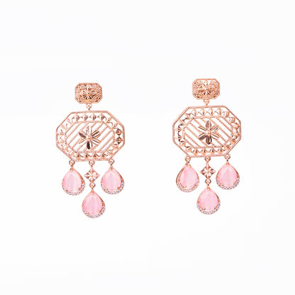 Rose Lattice Petal Drop Earrings