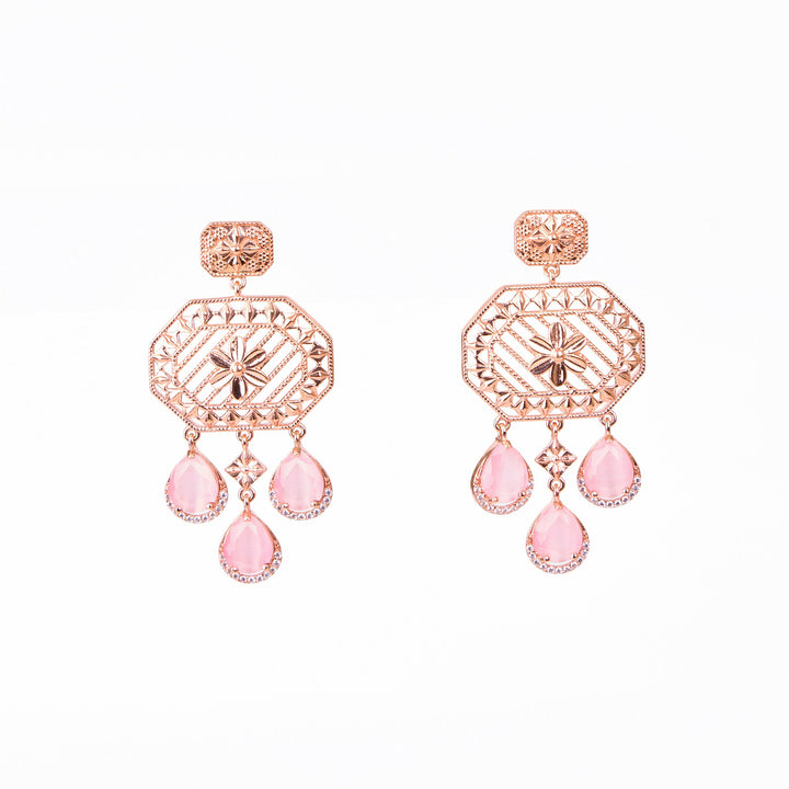 Rose Lattice Petal Drop Earrings