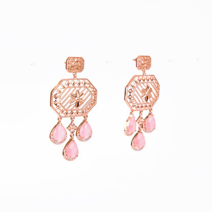 Rose Lattice Petal Drop Earrings