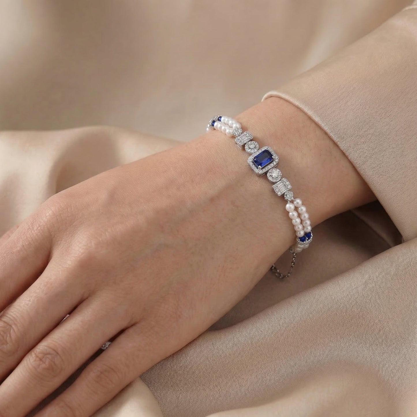 Sapphire Blue Pearl Bracelet