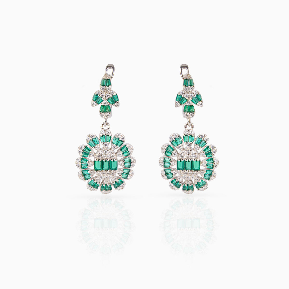 Emerald Halo Drop Earrings
