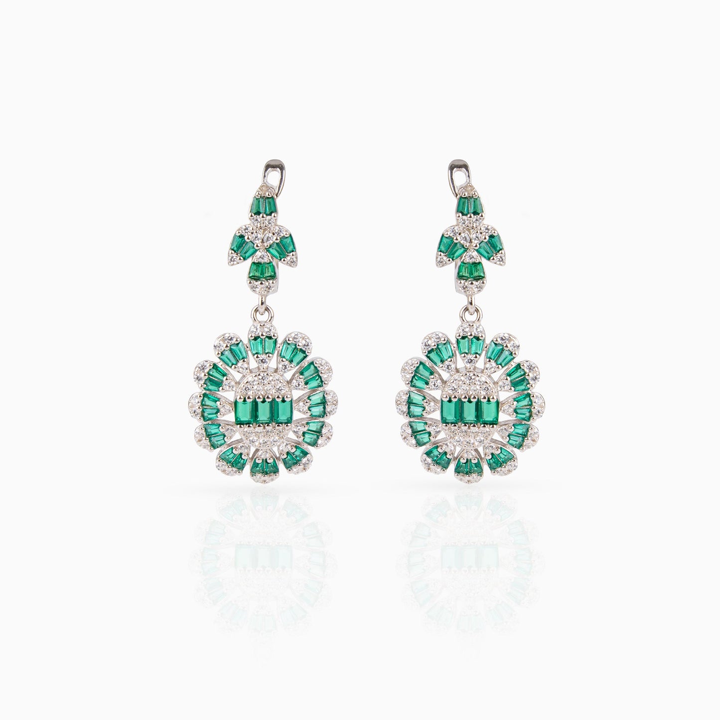 Emerald Halo Drop Earrings