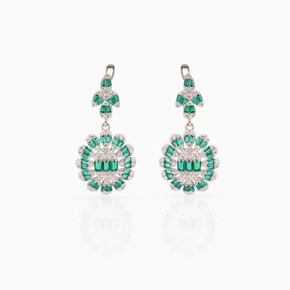 Emerald Halo Drop Earrings