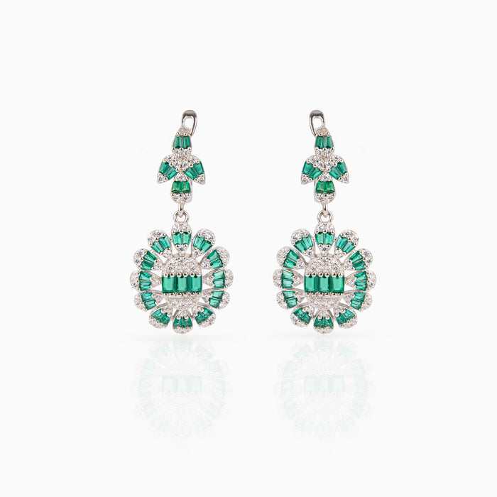 Emerald Halo Drop Earrings