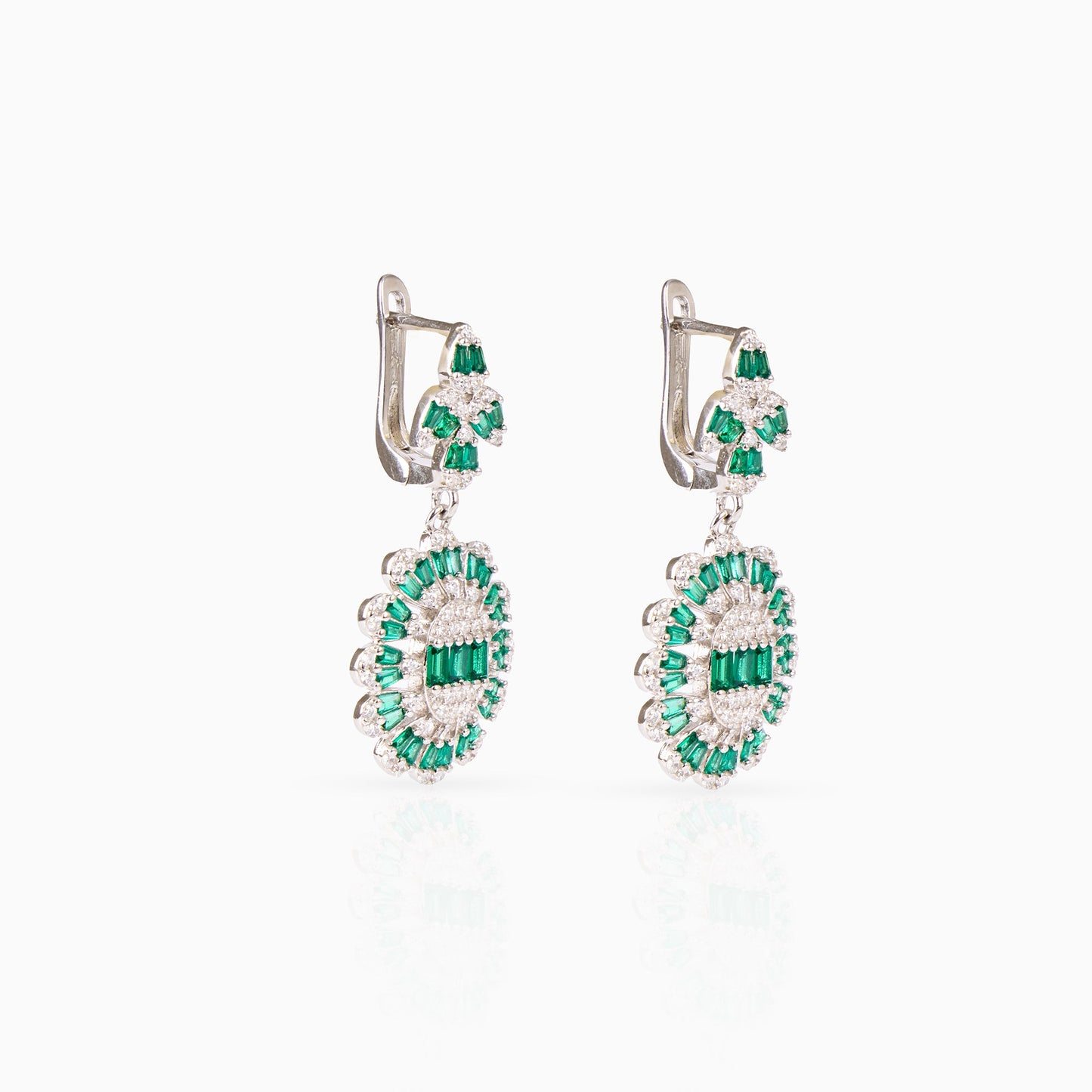 Emerald Halo Drop Earrings
