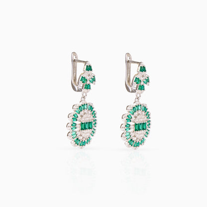 Emerald Halo Drop Earrings