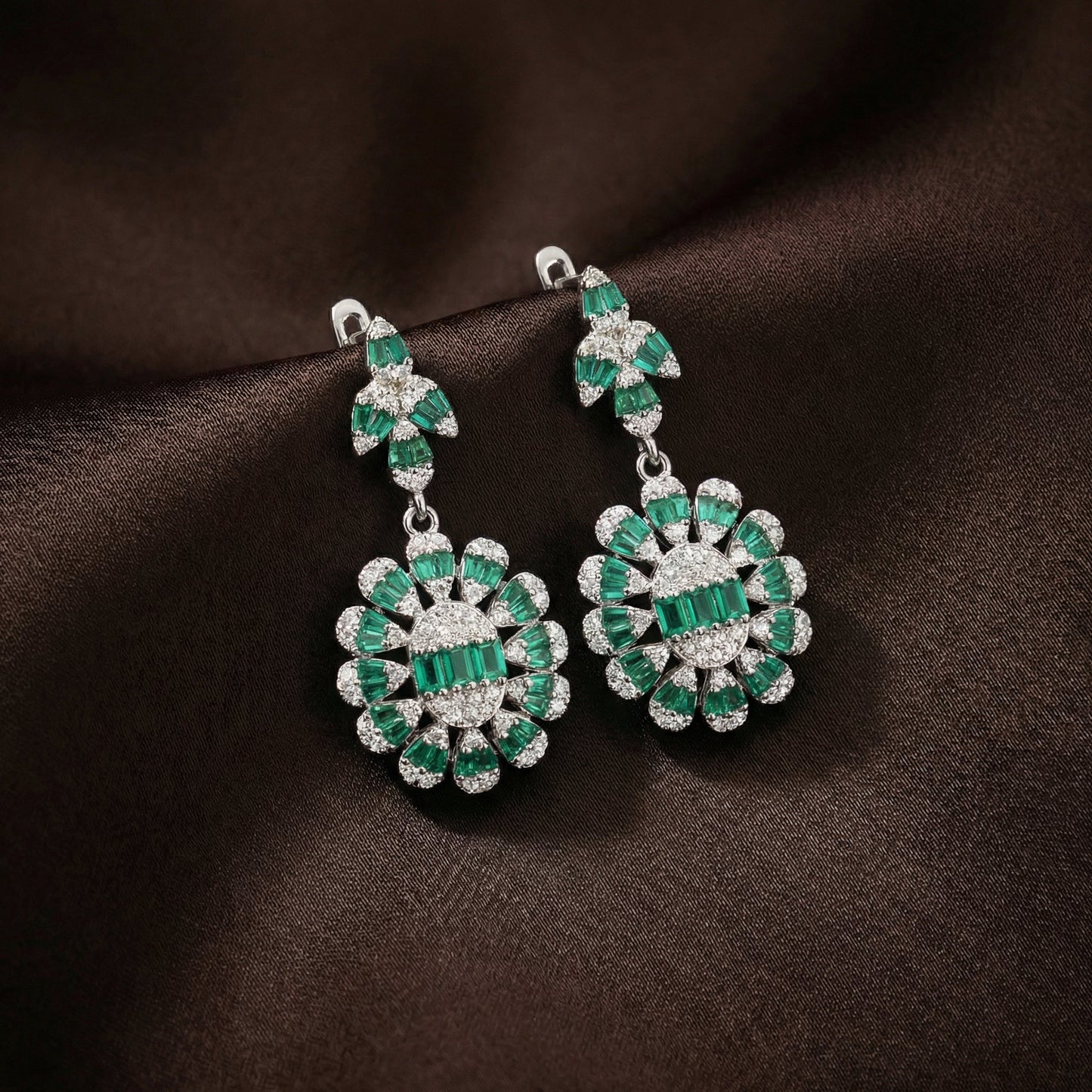Emerald Halo Drop Earrings