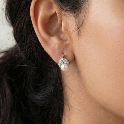 Pearl Leaf Stud Earrings