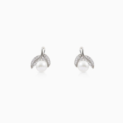 Pearl Leaf Stud Earrings