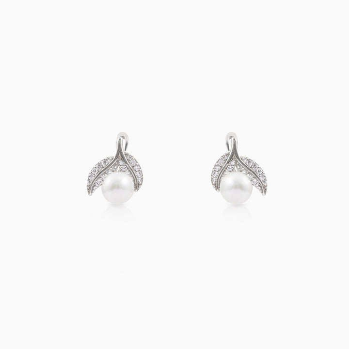 Pearl Leaf Stud Earrings