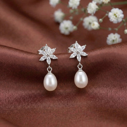 Star Pearl Drop Earrings