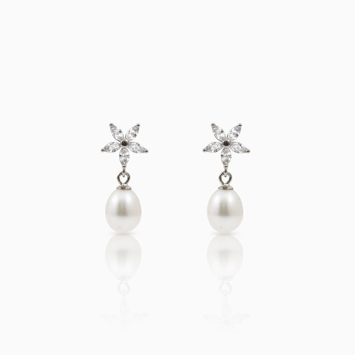 Star Pearl Drop Earrings