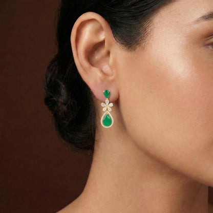 Emerald Flora Drop Earrings