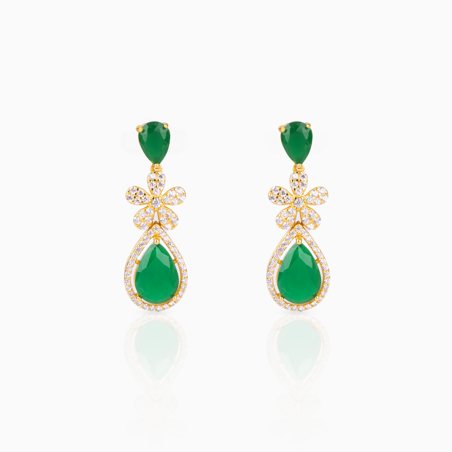 Emerald Flora Drop Earrings