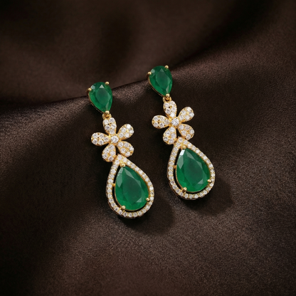 Emerald Flora Drop Earrings