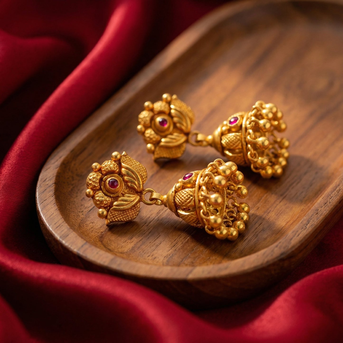 Golden Drop Temple Earrings