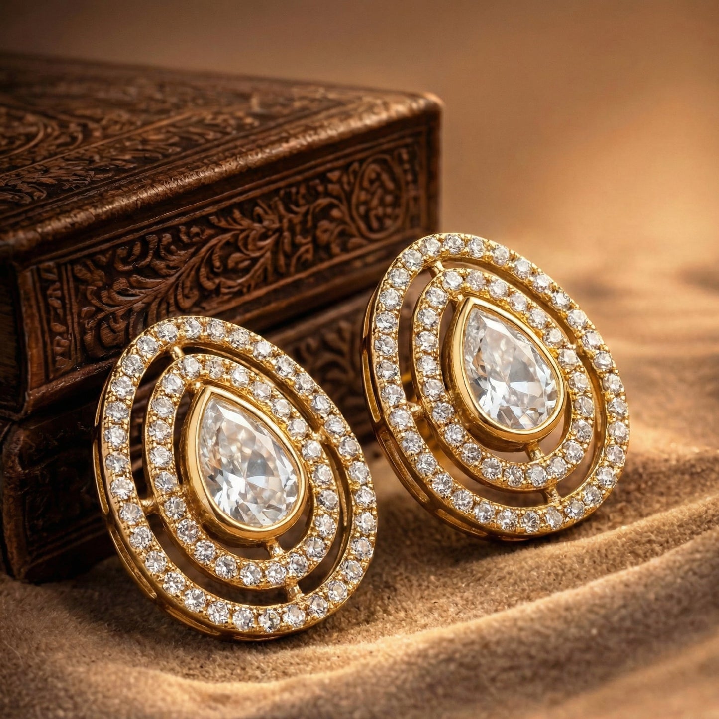 Pear Cut Polki Earring