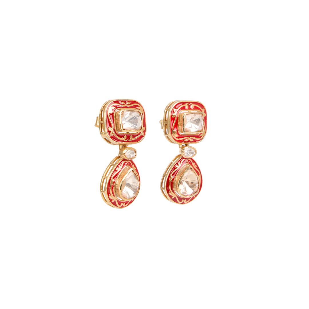 Crimson Meenakari Earring