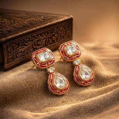 Crimson Meenakari Earring