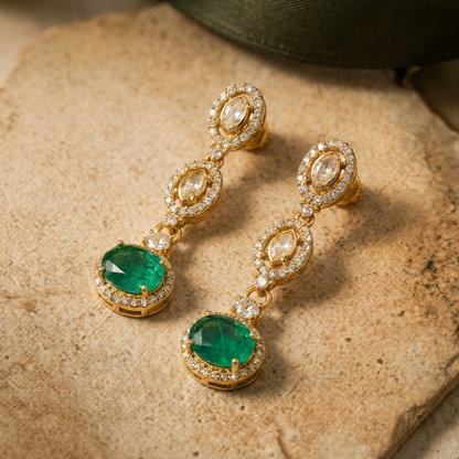 Emerald Double Teardrop Earring