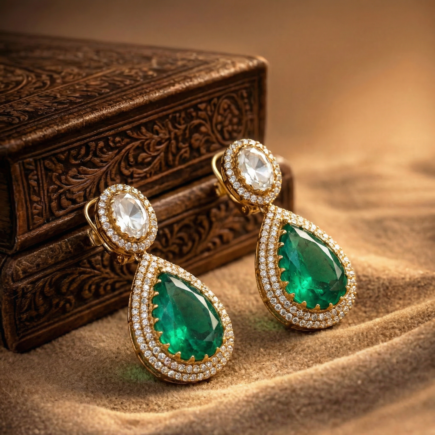 Polki Pavé Teardrop Earring