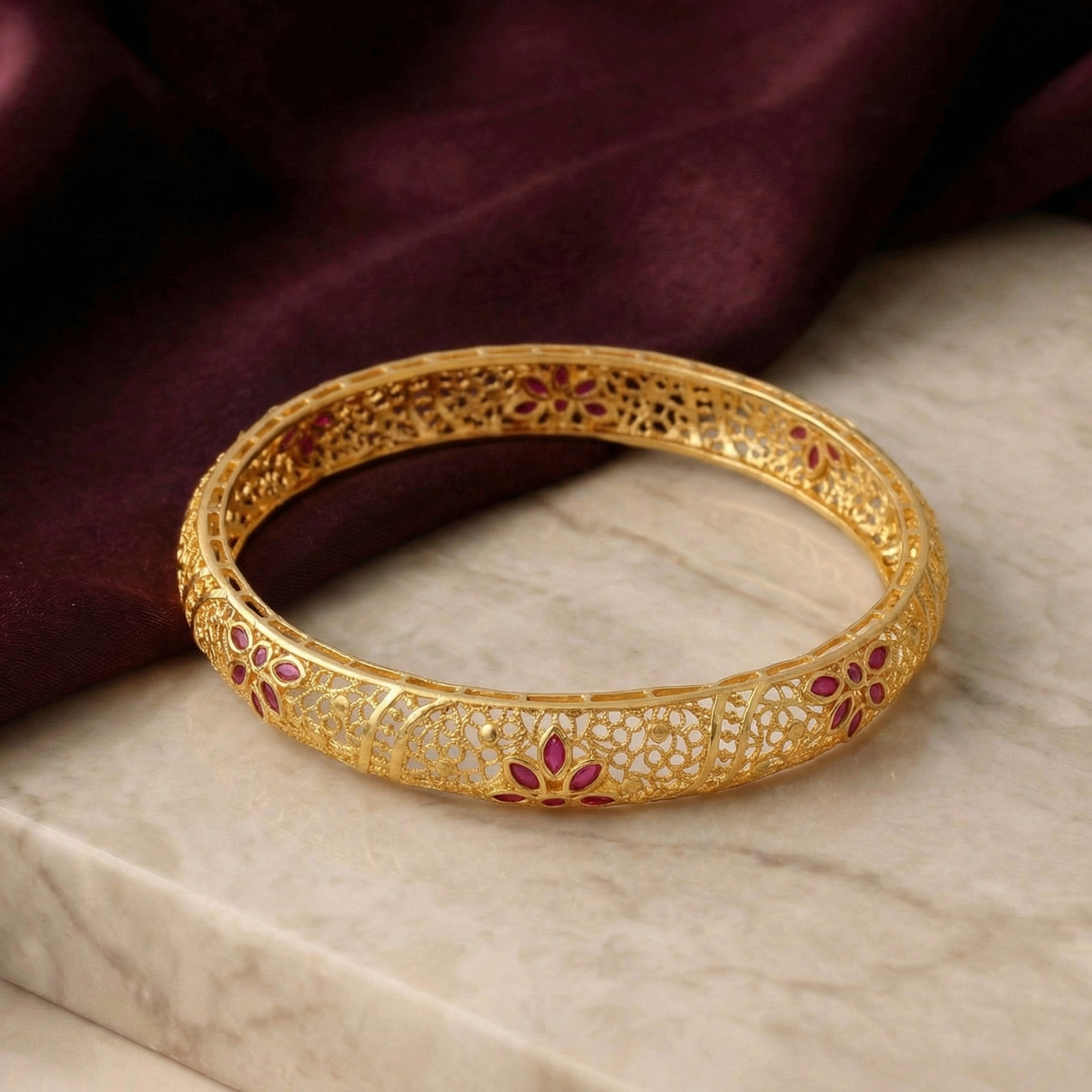 Golden Reva Floral Bangle