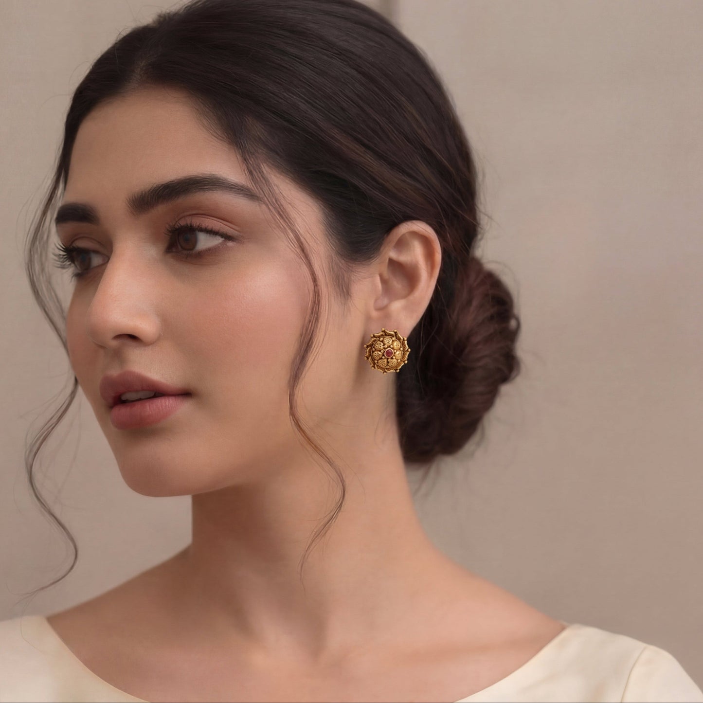 Padma Radiance Gold Stud Earrings