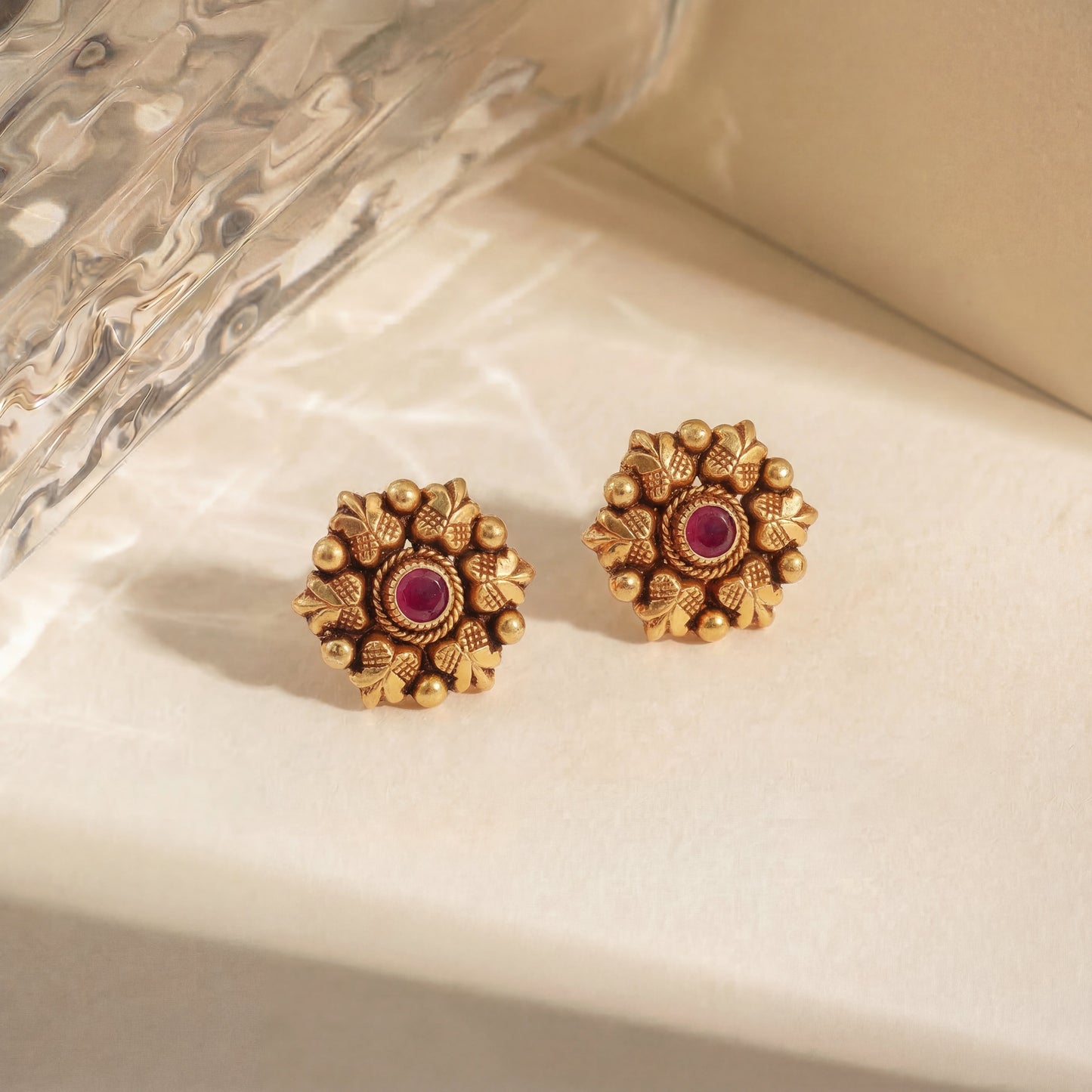 Arvina Petal Gold Stud Earrings