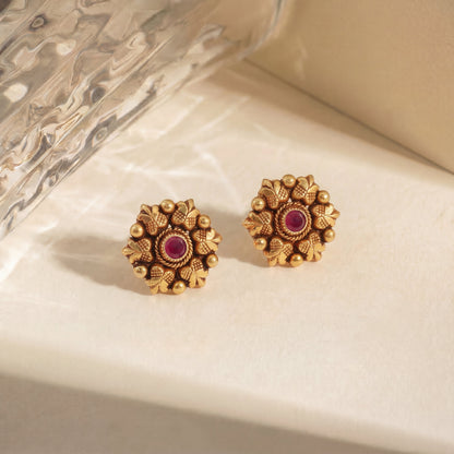 Arvina Petal Gold Stud Earrings