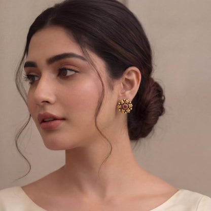 Arvina Petal Gold Stud Earrings