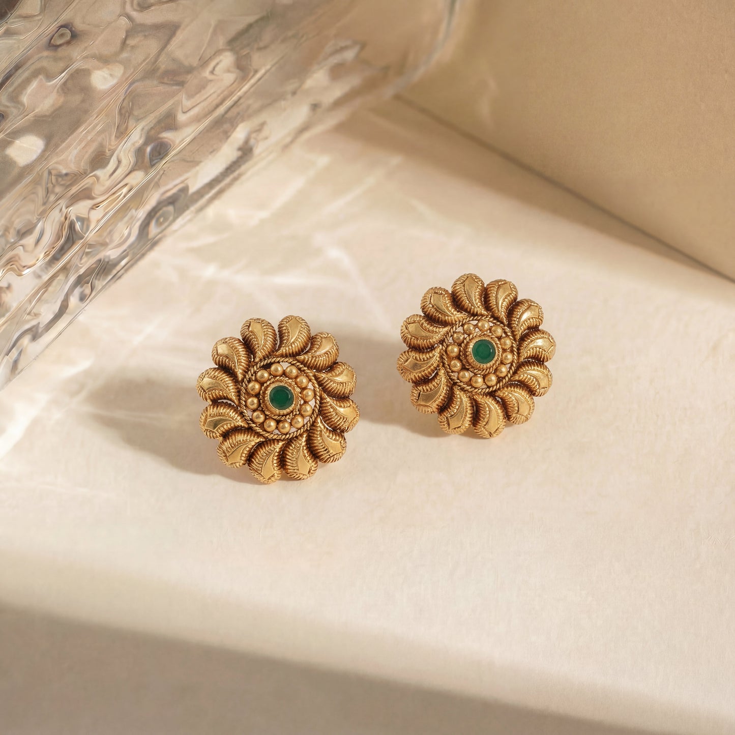 Aurelia Petal Gold Stud Earrings