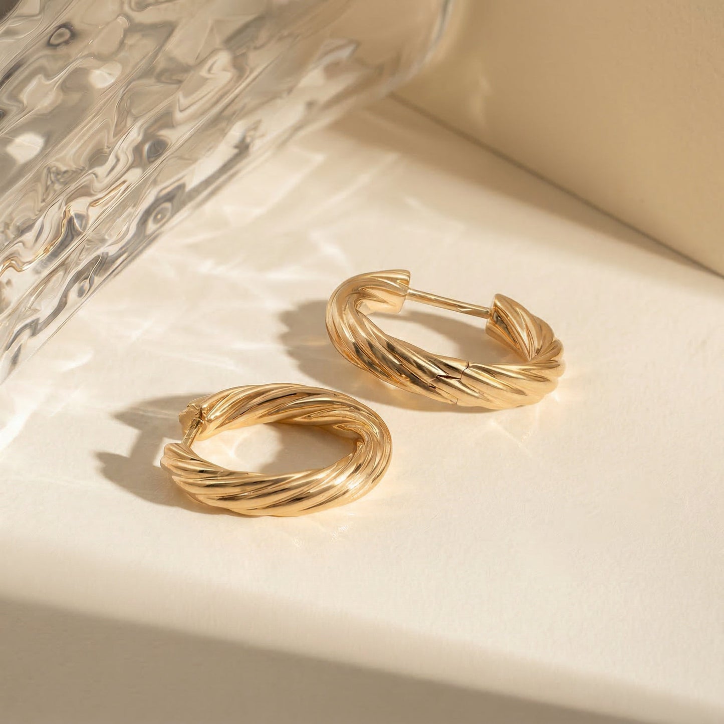 Golden Twisted Hoops